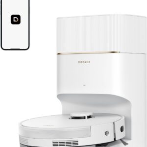 dreame D20 Pro Plus Robot Aspirateur 2-en-1, 13 000 Pa, Double Brosse, Auto-Vidage, Laser Navigation, Capteur Distance, Poils d’Animaux, Coins, Sols Durs & Tapis, Batterie 5200 mAh