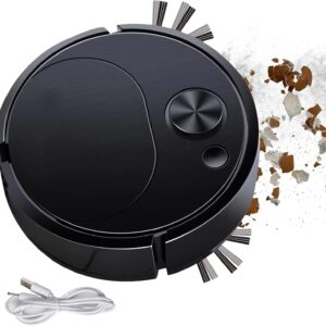 Robot Laveur Balai – ABS 180x180x60mm | Aspirateur robotique automatique ultra fin 3 en 1 | Robot vadrouille Anti-chute muet, avec système d'évitement d'obstacles, chargement USB, forte aspiration, po