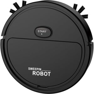 Générique Aspirateur Robot, démarrage en Une Seule Touche, Design Fin, adapté au Nettoyage des Chutes de Papier Noir
