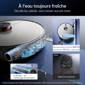 JONR X9 Pro, robot aspirateur laveur avec station axe sur le lavage