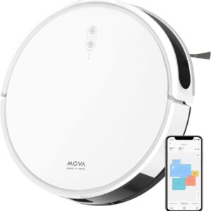 Mova M1 Robot Aspirateur Laveur 2-en-1 4500Pa, Navigation Intelligente par SoF LiDAR, Corps Compact, WiFi/APP/Alexa Contrôle, pour Poils d'animaux, Sol Dur, Les Tapis