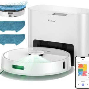 R10 Robot Aspirateur Laveur avec Cartographie, Aspiration et Lavage des Sols, Vidage Automatique 4L, Double Navigation LiDAR + IMU, Zones Interdites & Murs Virtuels, Contrôle Via APP, Alexa et Google