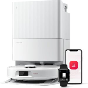 roborock QV 35A Aspirateur Robot Laveur, 8000Pa HyperForce, Station Multifonctionnelle, Serpillière Rotative 200 TR/Min & Relevable 10mm, Anti-enchevêtrement, Évitement d'obstacles, Cartographie, APP