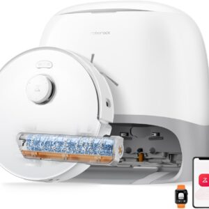 roborock Qrevo Curv 2 Flow Aspirateur Robot Laveur Roller avec 20.000 Pa, Nettoyage SpiraFlow en Temps Réel, Évite 200+ Obstacles, Doubles Anti-Enchevêtrement, Lavage à l'eau Chaude à 75°C