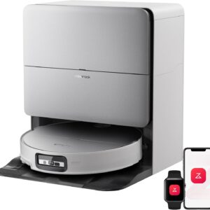 roborock Saros 20 Sonic Aspirateur Robot Laveur avec 36.000 Pa, Lavage de Serpillière VibraRise 5.0, Évite 300+ Obstacles, Doubles Anti-Enchevêtrement, 7,95 cm Mince, Nouvelle Station RockDock, Blanc