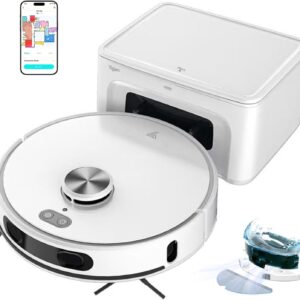 Robot Aspirateur Laveur avec Station jusqu'à 8000Pa 70 Jours Vidage Automatique Autonomie 220min, Navigation LiDAR & Cartographie, Connecté par Alexa/APP pour Poils d'Animaux, Sols Durs et Tapis