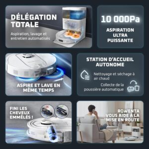Rowenta X-PLORER Serie 580 Max, robot aspirateur laveur avec station