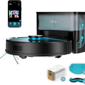Cecotec Robot Aspirateur et Laveur de Sols avec Base d'Auto-vidage Conga Y50 X-Treme. Navigation Laser, Puissance d'Aspiration 5000Pa, Base avec Réservoir 3L, Brosse Multifonction, App