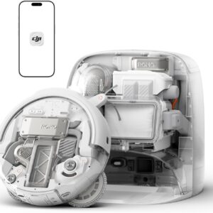 DJI ROMO P Robot Aspirateur Laveur, Aspiration Puissante 25 000 Pa, Détection d'obstacles de Niveau Drone, Nettoyage et séchage Automatique des serpillières, Anti-Enchevêtrement Poils d'animaux
