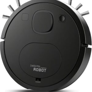 Générique Robot Aspirateur, Robot Aspirateur et Laveur 3 en 1 pour Un Nettoyage Complet, Efficace et Silencieux, Idéal pour Poils d'animaux et Sols Durs,Black002