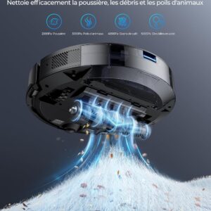 Laresar Clean Mars01, robot aspirateur laveur 3 en 1 pour animaux