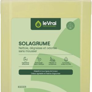 LE VRAI PROFESSIONNEL - Nettoyant Sol Multi Surface - Non Moussant - Produits Menagers Maison - Compatible Robot Balai - Parfum Agrumes - Fabrication Française - Bidon 5L - SOLAGRUME