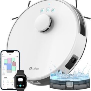 Lefant 4000Pa 2 in 1 Robot Vacuum Cleaner, LiDAR Navigation, Multi-Stage Mapping, Virtual Areas, Robot Vacuum Cleaner Connected by Alexa/APP/WiFi, Ideal for Pet Hair Carpets Hard Floors, M1
