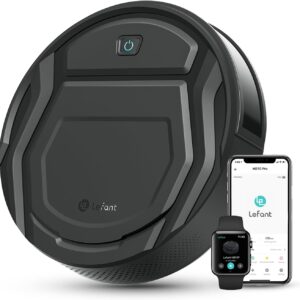 Lefant Aspirateur Robot, Robot Aspirateur Mince Silencieux Connecté avec WiFi/Bluetooth/Alexa/App, 6 Modes de Nettoyage, Auto-Charge, 120min d'Autonomie, Idéal pour Poils d'animaux Sols Durs, M210P