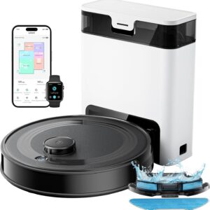 Lefant M2S Pro Robot Aspirateur Laveur 10000Pa avec Station Vidage Automatique Poussière,Navigation Laser avec Cartographie,Nettoyage Personnalisé, Évitement d'obstacles PSD, Convient pour l'épilation