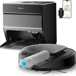 Lefant M5Max Robot Aspirateur Laveur Cartographie, 23 000 Pa, Brosse Roller 20 cm Zéro Enchevêtrement, Lavage du Rouleau à 75 °C avec Séchage Air Froid, Navigation dToF + PSD 2.0, Alexa/App, Gris