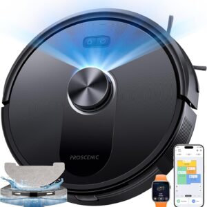 Proscenic Q10 Aspirateur Robot,8000Pa 200Mins Robot Aspirateur Laveur avec Serpillière,Navigation Lidar,Multi-étage Cartographie,Évitement d'obstacles,Silencieux,pour Poils Animaux Tapis Sols Durs
