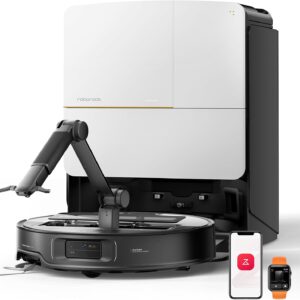 roborock Saros Z70 Robot Aspirateur 22 000Pa, Bras Mécanique OmniGrip, Châssis AdaptiLift, FlexiArm Riser, Système Autonome StarSight 2.0, Station Multifonctionnelle 4.0, 7,98cm Ultra-mince, APP/Vocal