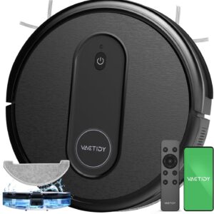 Vactidy Aspirateur Robot T7, Robot Aspirateur Laveur 2 en 1, 120min d'Autonomie, App/Alexa/Siri/IFTTT Contrôle, Mince et Silencieux,Idéal pour Les Poils d'animaux, Cheveux, Poussière…