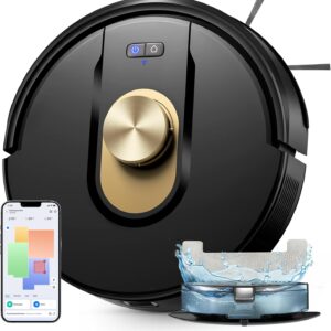 Vexilar Robot Aspirateur Laveur Cleanova W9, 150Min/5000Pa Aspirateur Robot, Navigation LiDAR avec Cartographie, Zones Virtuelles, Alexa/APP, Idéal pour Les Sols,Tapis Poils d'animaux