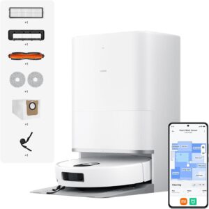 XIAOMI Robot Vacuum 5, Aspiration 20 000 Pa, AutoNettoyage à Eau Chaude 80 °C, Bras Doubles pour Coins, Navigation Laser dToF, Serpillère rétractable, Système Anti-emmêlement.