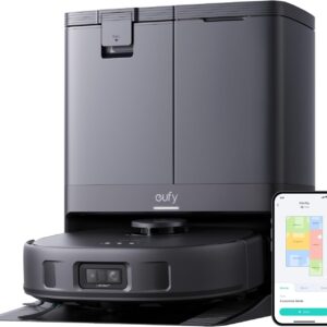 eufy X10 Pro Omni Aspirateur Robot avec Station, 8 000 Pa, Lavage et Séchage Automatique des Patins de Nettoyage, Système d'Autovidage, Autoremplissage, Contournement des Obstacles (Noir)